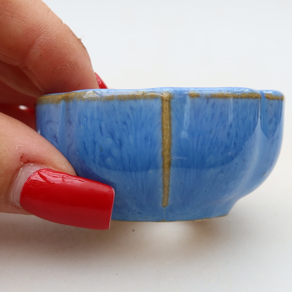 Ceramic bonsai pot, 6 x 6 x 3 cm, blue