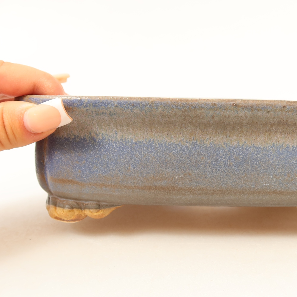 Ceramic bonsai pot, 19.5 x 17 x 6 cm, blue