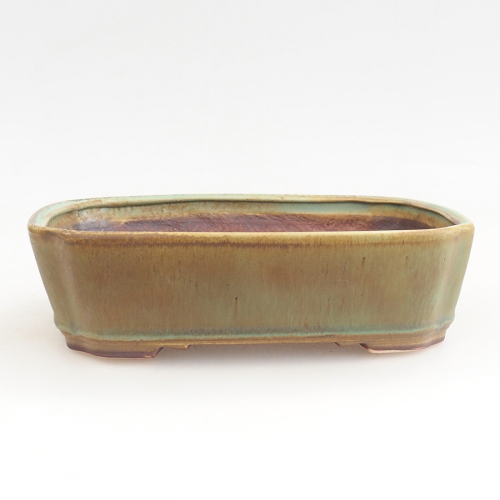 Ceramic bonsai bowl 21 x 18 x 6 cm, green
