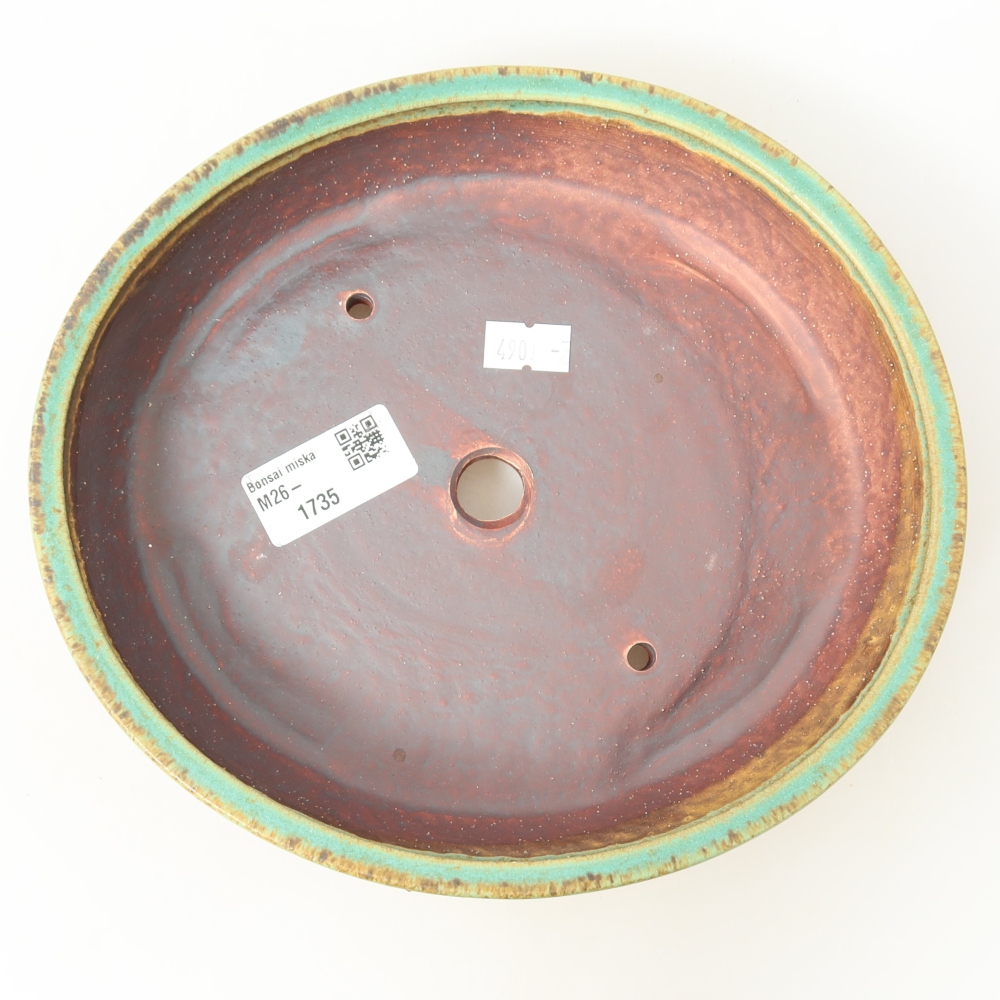 Ceramic bonsai bowl 21 x 19 x 4,5 cm, green