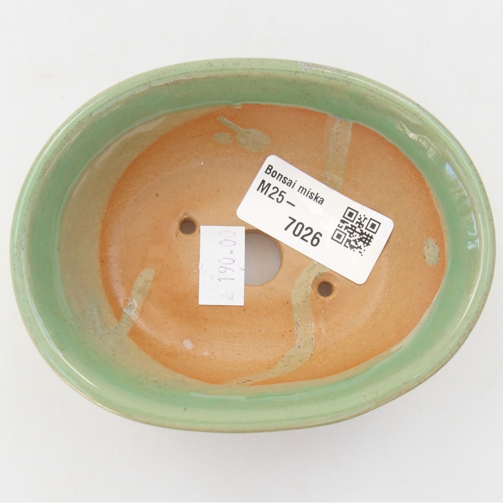 Ceramic bonsai bowl 11 x 9 x 4 cm, green