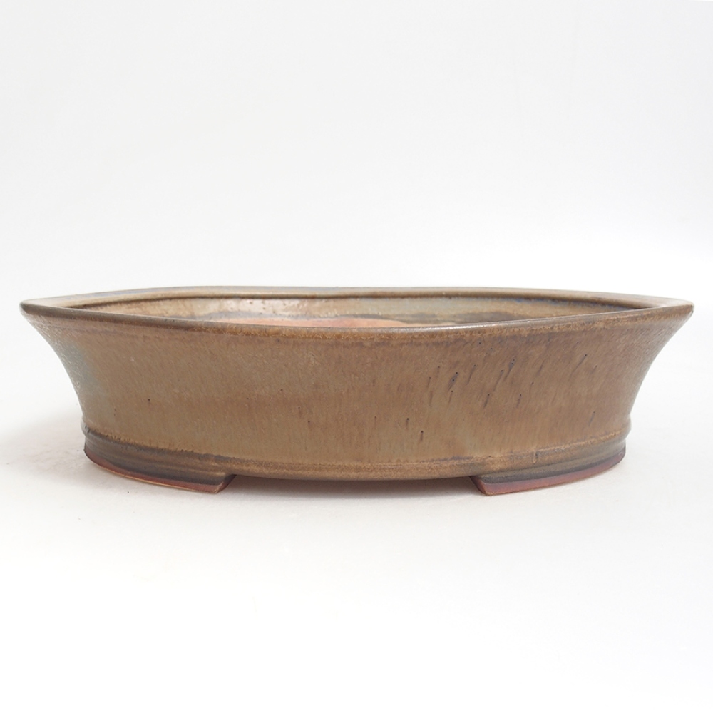 Ceramic bonsai bowl  27,5 x 24,5 x 6  cm, color  brown