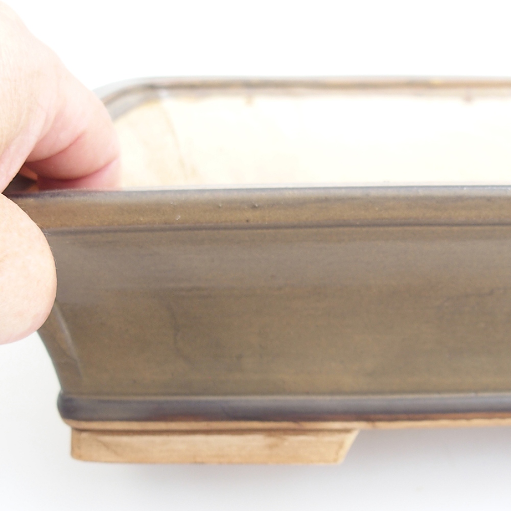 Ceramic bonsai bowl 29,5 x 25 x 7,5 cm, brown