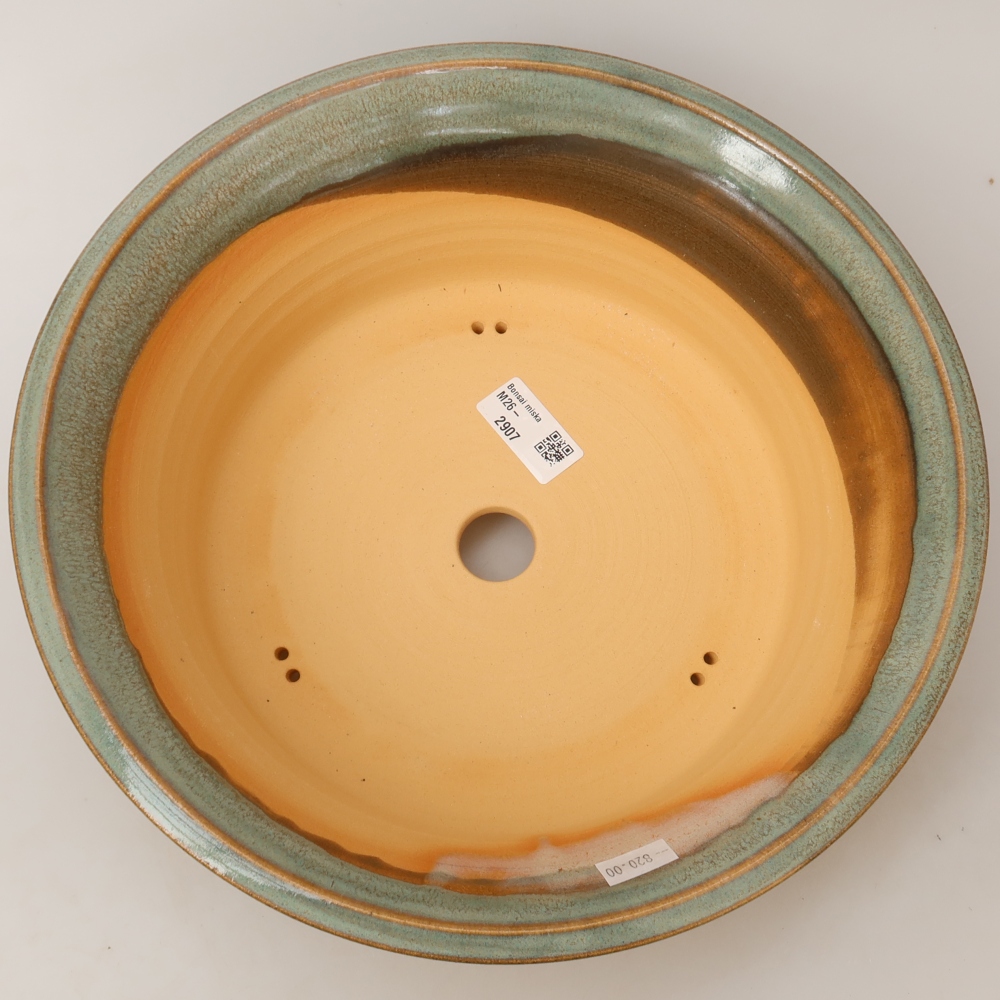 Ceramic bonsai pot, 30 x 30 x 9.5 cm, green