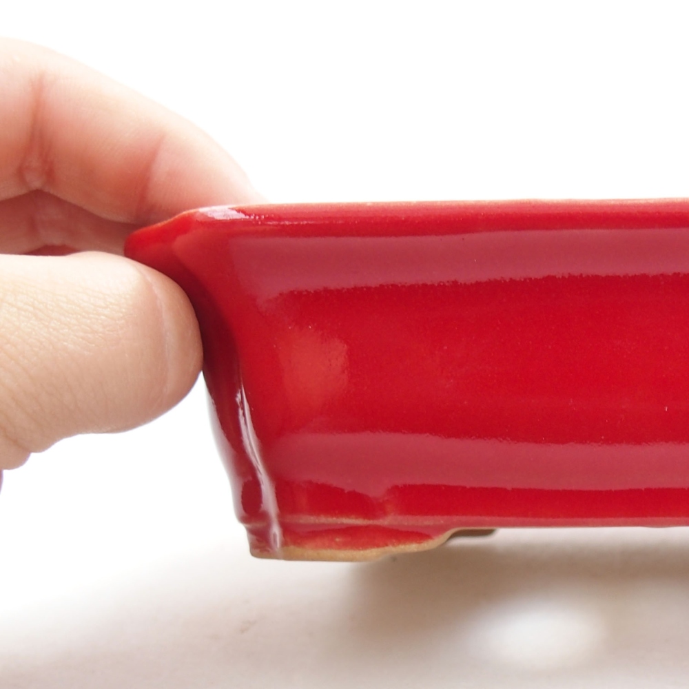 Ceramic bonsai bowl 13 x 10,5 x 4 cm, color red
