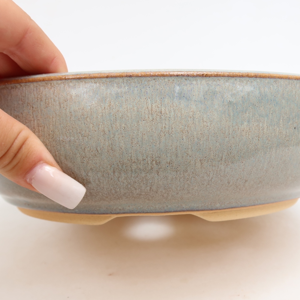 Ceramic bonsai pot, 22 x 22 x 6.5 cm, gray