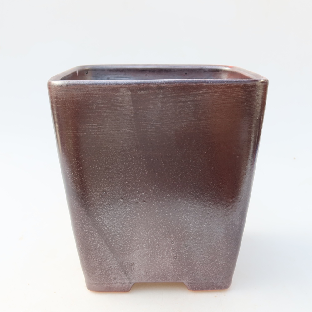 Ceramic bonsai bowl 13,5 x 13,5 x 15 cm, metal colour