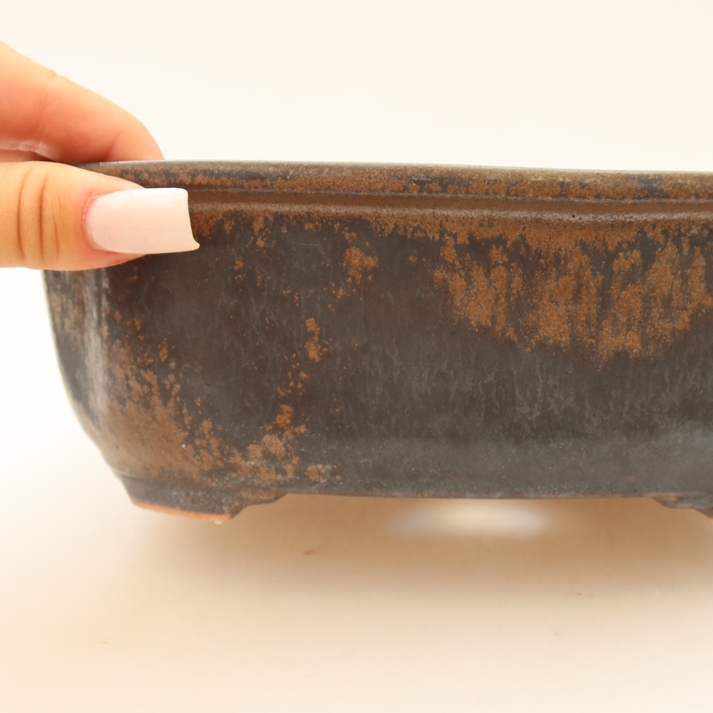 Ceramic bonsai pot, 22.5 x 17.5 x 7.5 cm, brown