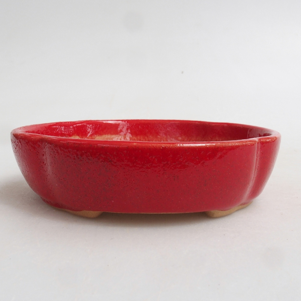 Ceramic bonsai bowl 11 x 11 x 3 cm, color red