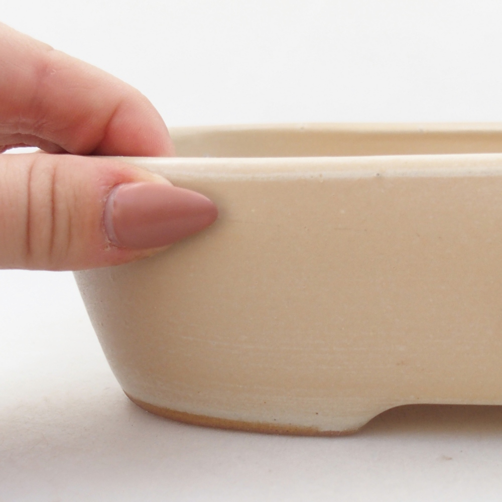 Ceramic bonsai bowl 22,5 x 17,5 x 5,5 cm, colour beige