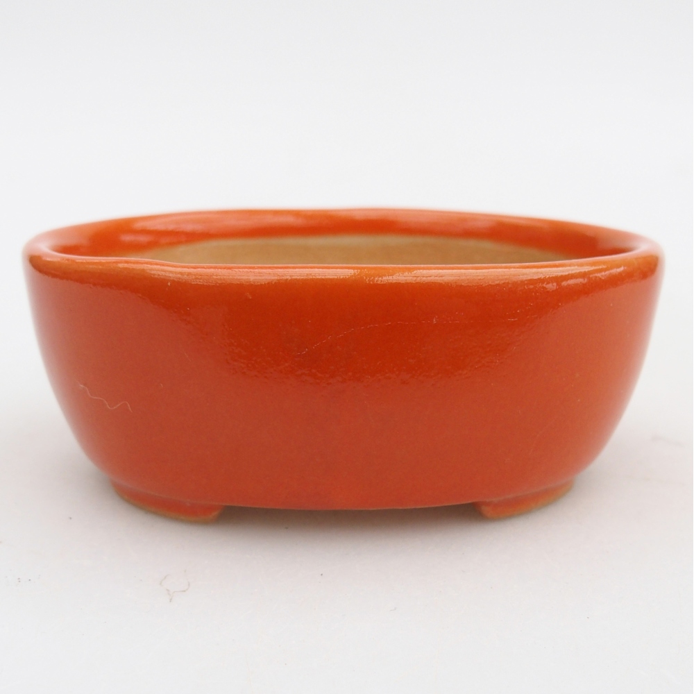 Ceramic bonsai bowl 9,5 x 7,5 x 3,5 cm, orange