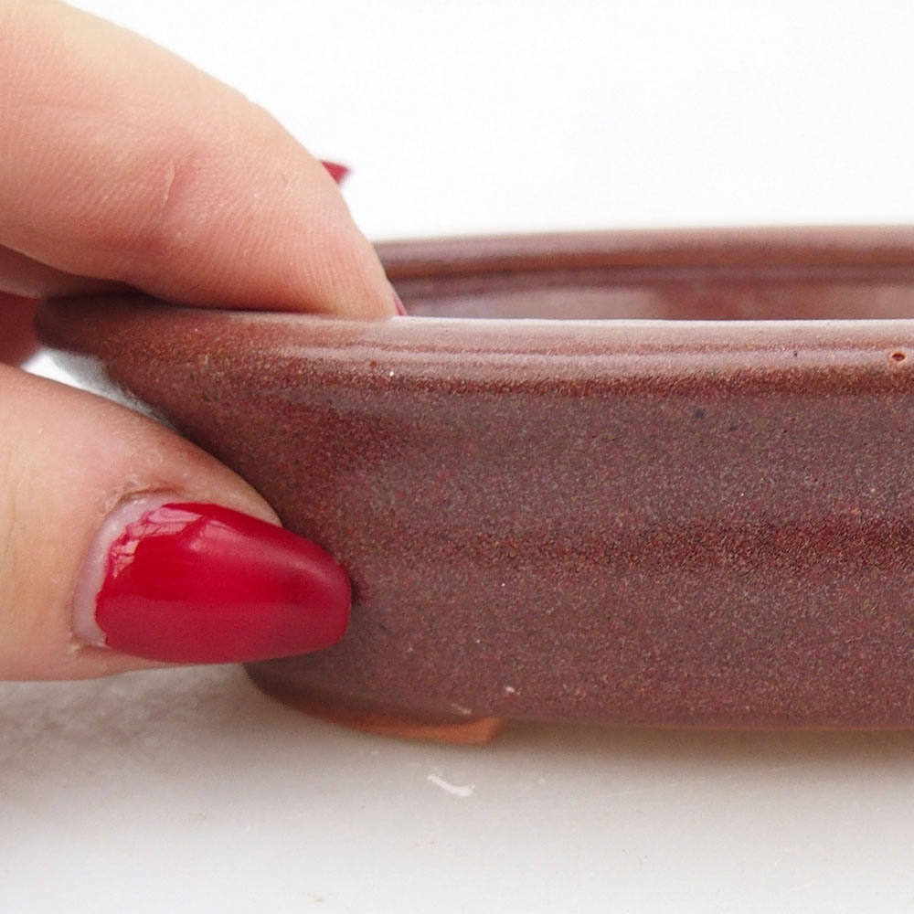 Ceramic bonsai bowl 12 x 10 x 3 cm, burgundy