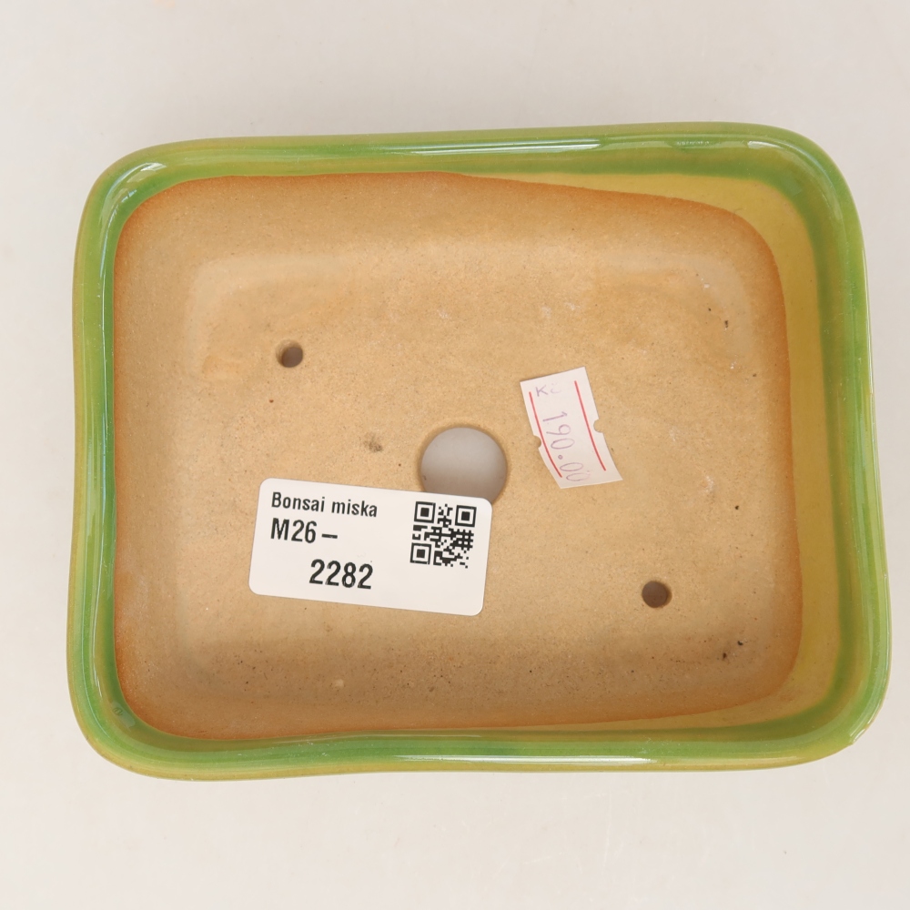 Ceramic bonsai pot, 12.5 x 9.5 x 4 cm, green