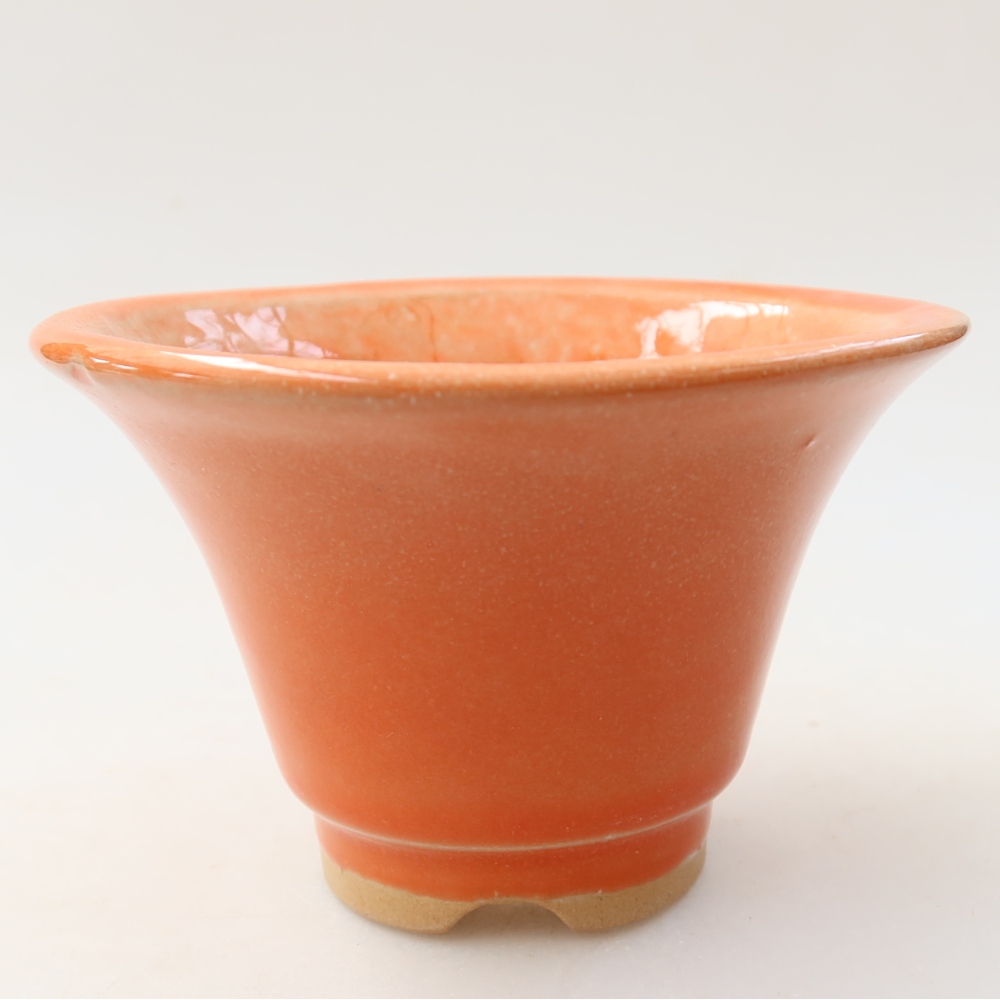 Ceramic bonsai pot, 10.5 x 10.5 x 7 cm, orange