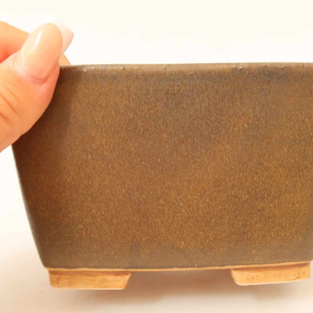 Ceramic bonsai bowl 13 x 13 x 8 cm, brown