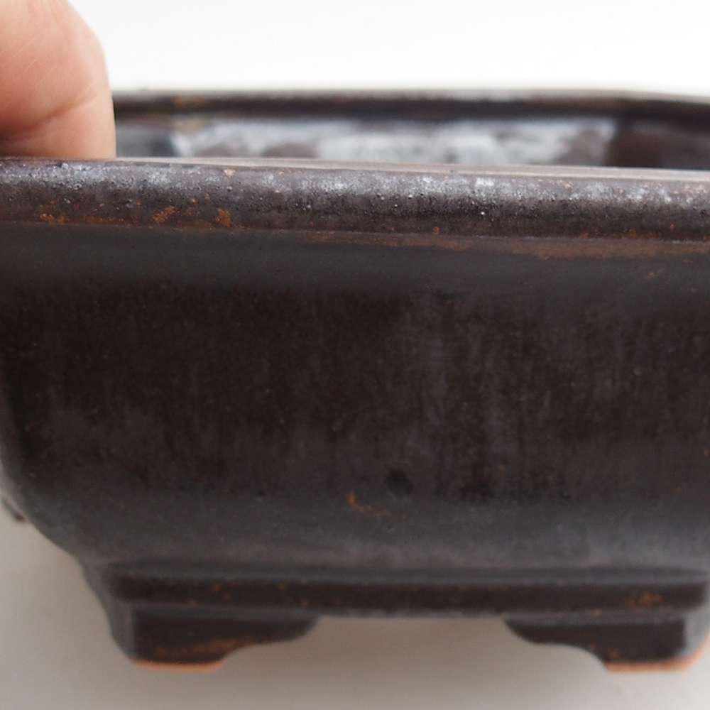 Ceramic bonsai bowl 23 x 21 x 7,5 cm, metal colour