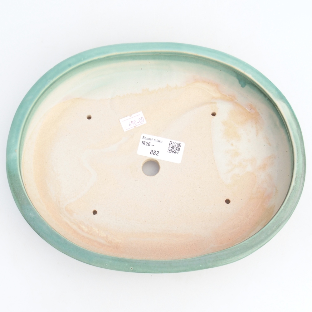 Ceramic bonsai bowl 24,5 x 20 x 4 cm, green