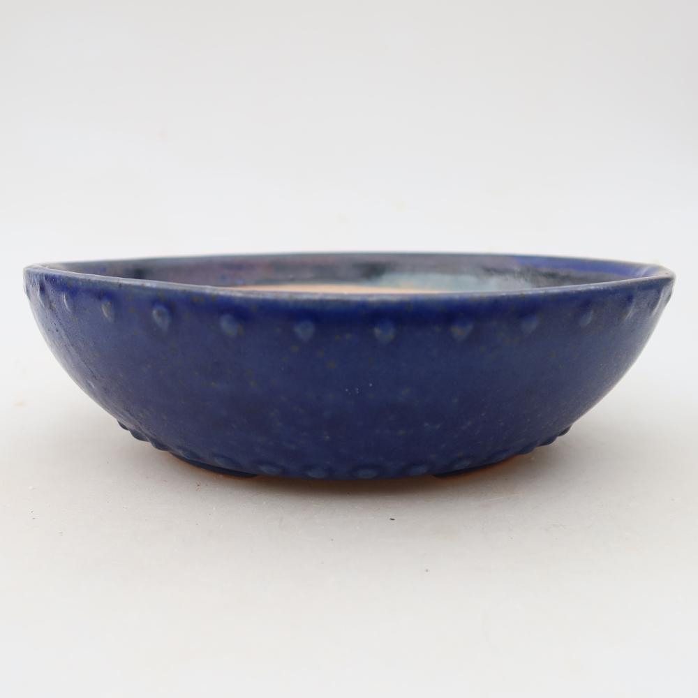 Ceramic bonsai pot, 17 x 17 x 5 cm, blue