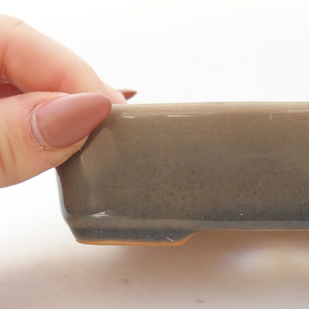 Ceramic bonsai bowl 13 x 9,5 x 3,5 cm, grey
