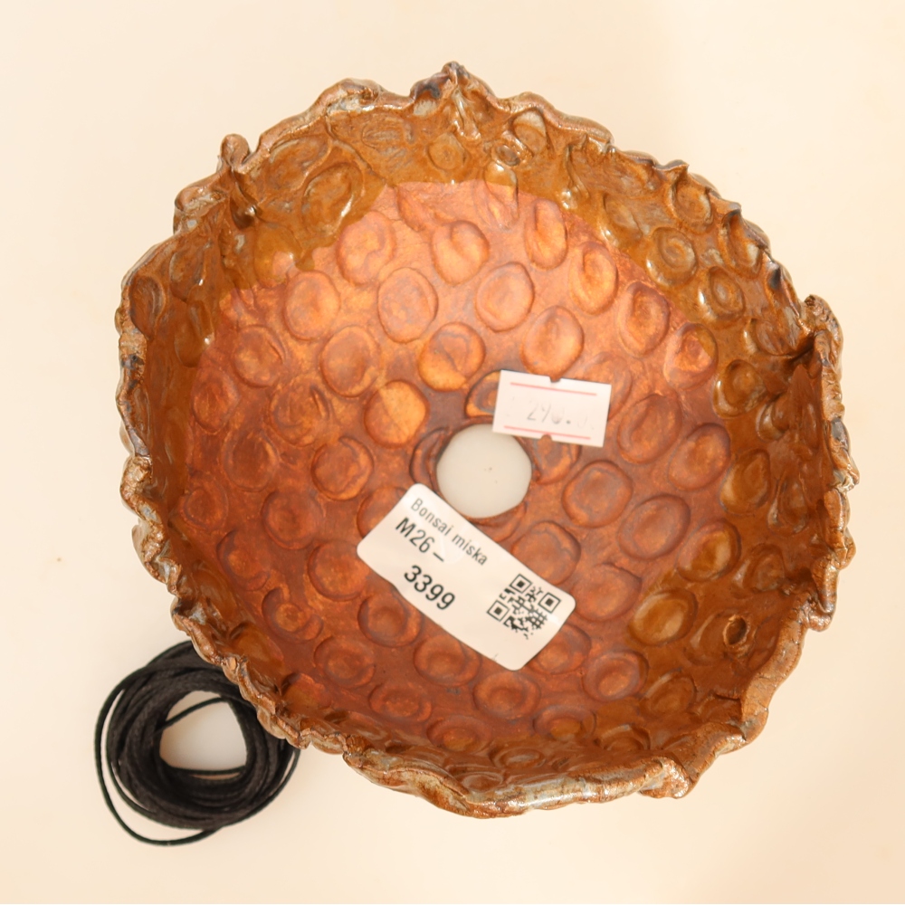 Ceramic Kokedama Pot, 12.5 x 11.5 x 6 cm, brown