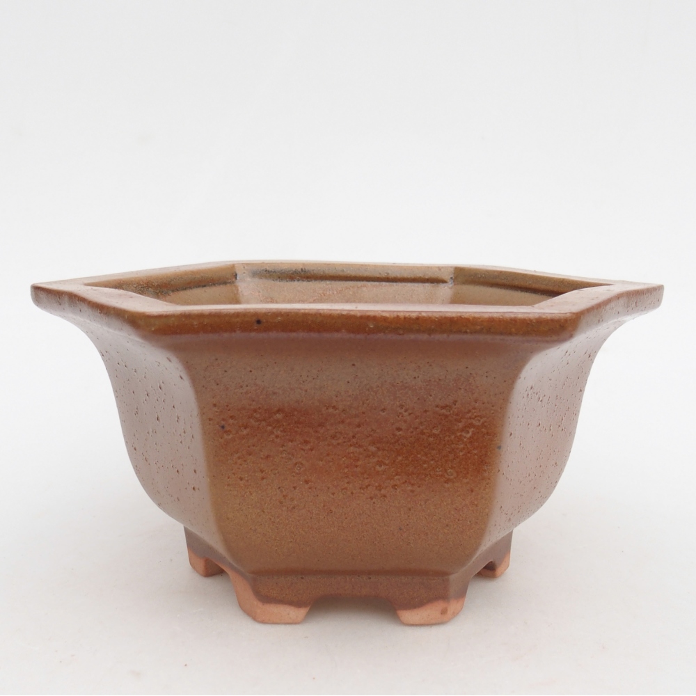 Ceramic bonsai bowl 18,5 x 16,5 x 9 cm, brown
