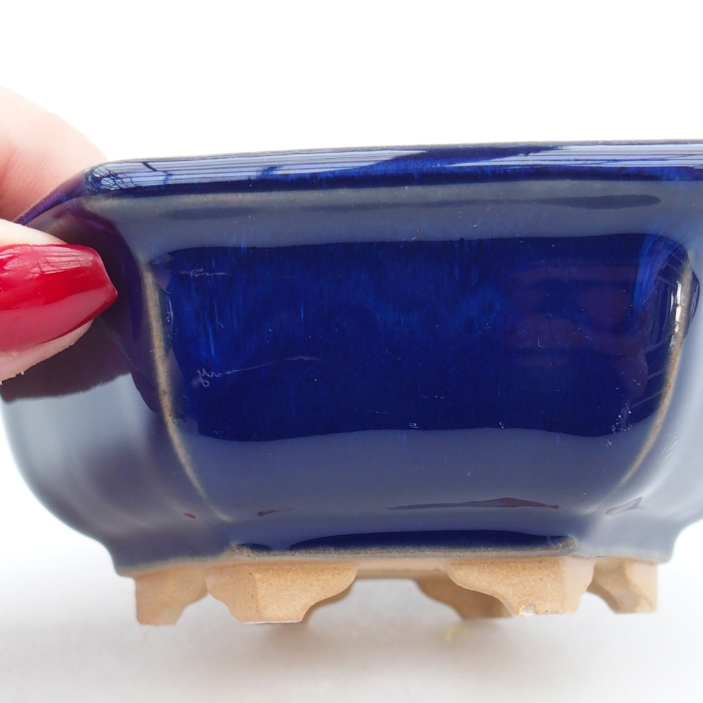 Ceramic bonsai bowl 12 x 10,5 x 4,5 cm, colour blue
