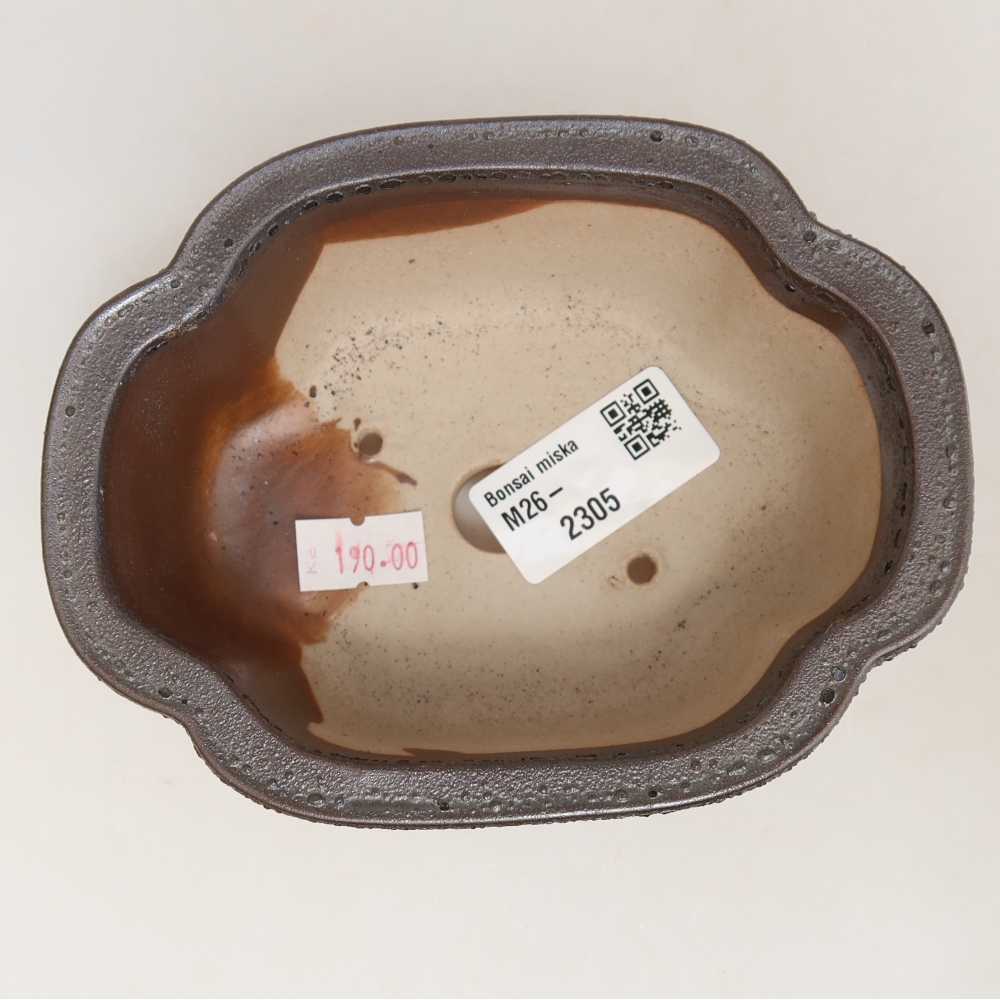 Ceramic bonsai pot, 13.5 x 10.5 x 5 cm, metallic color