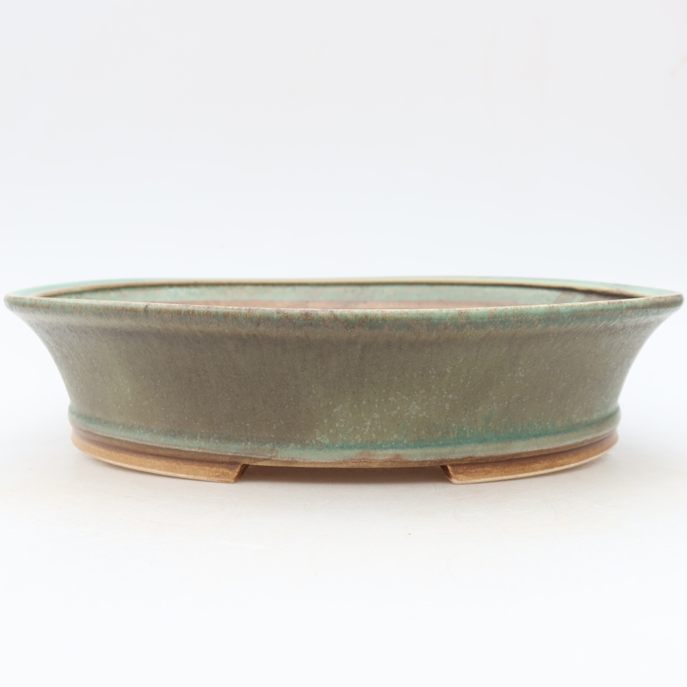Ceramic bonsai pot, 27 x 24.5 x 6 cm, green