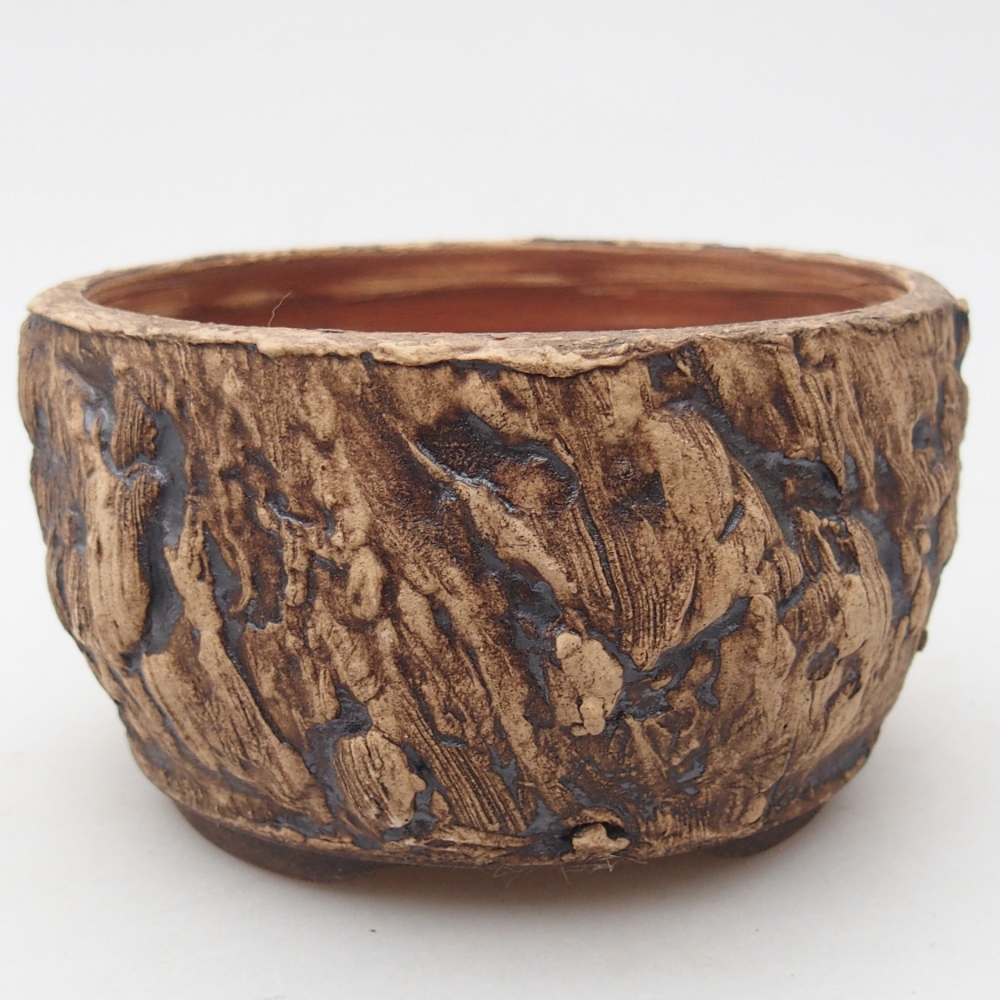 Ceramic bonsai bowl 10 x 10 x 6 cm, brown
