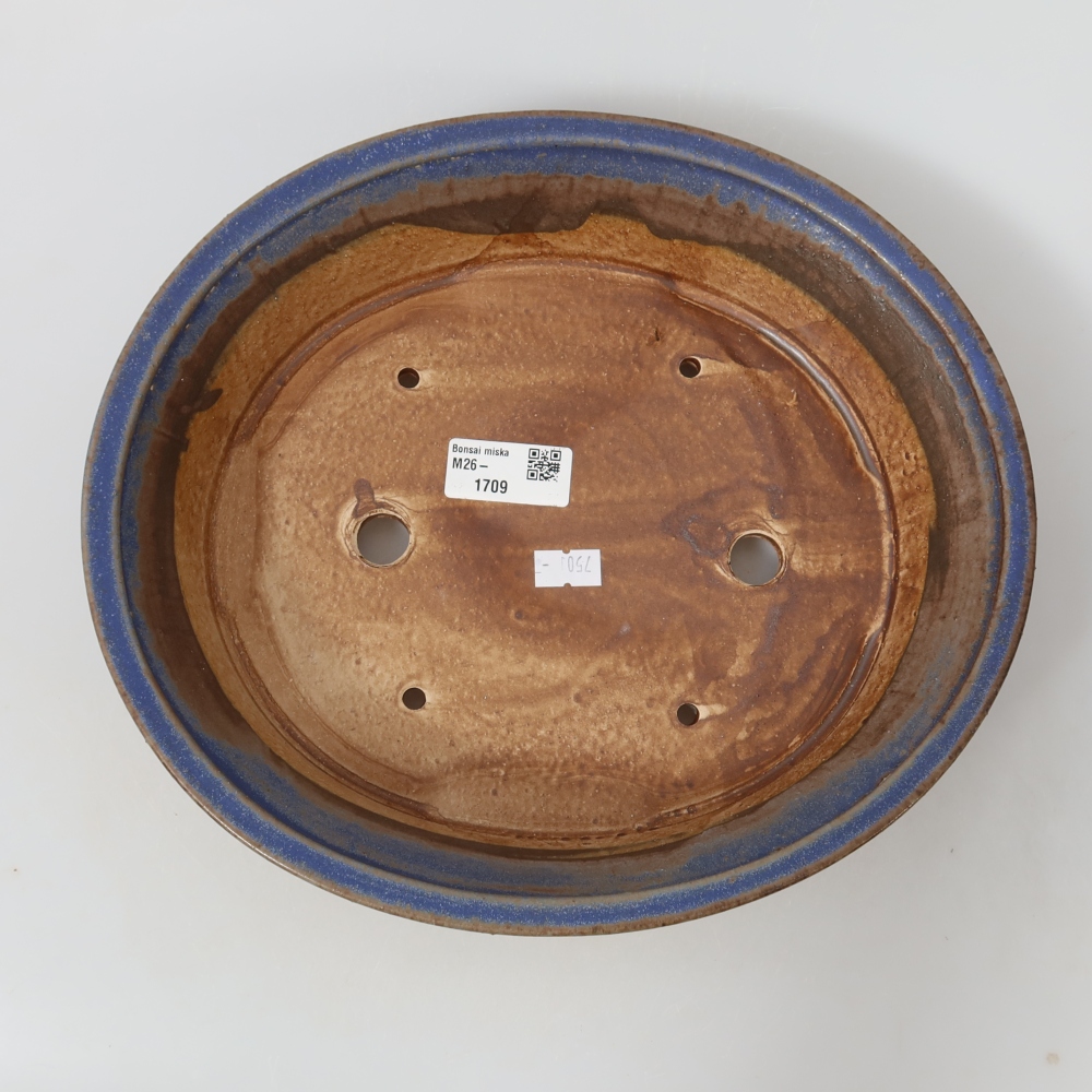 Ceramic bonsai pot, 27 x 24.5 x 5.5 cm, blue