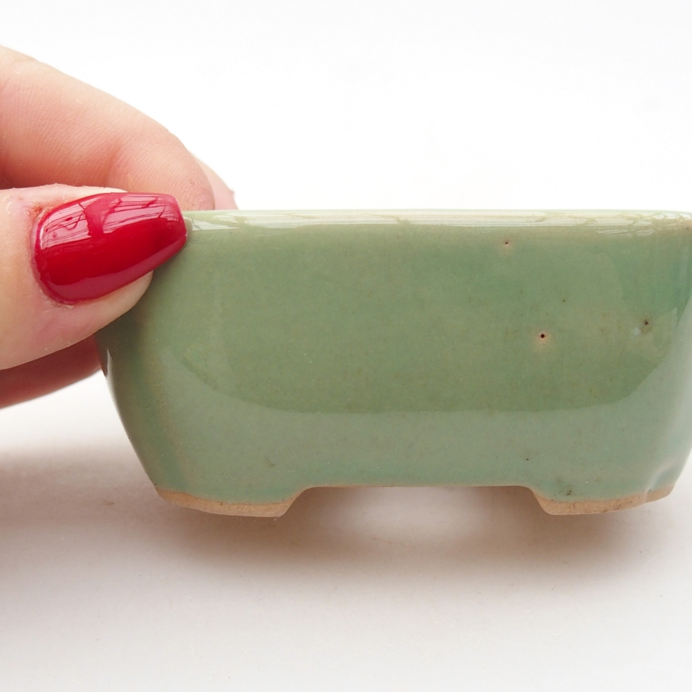 Ceramic bonsai bowl 8,5 x 7 x 3,5 cm, green