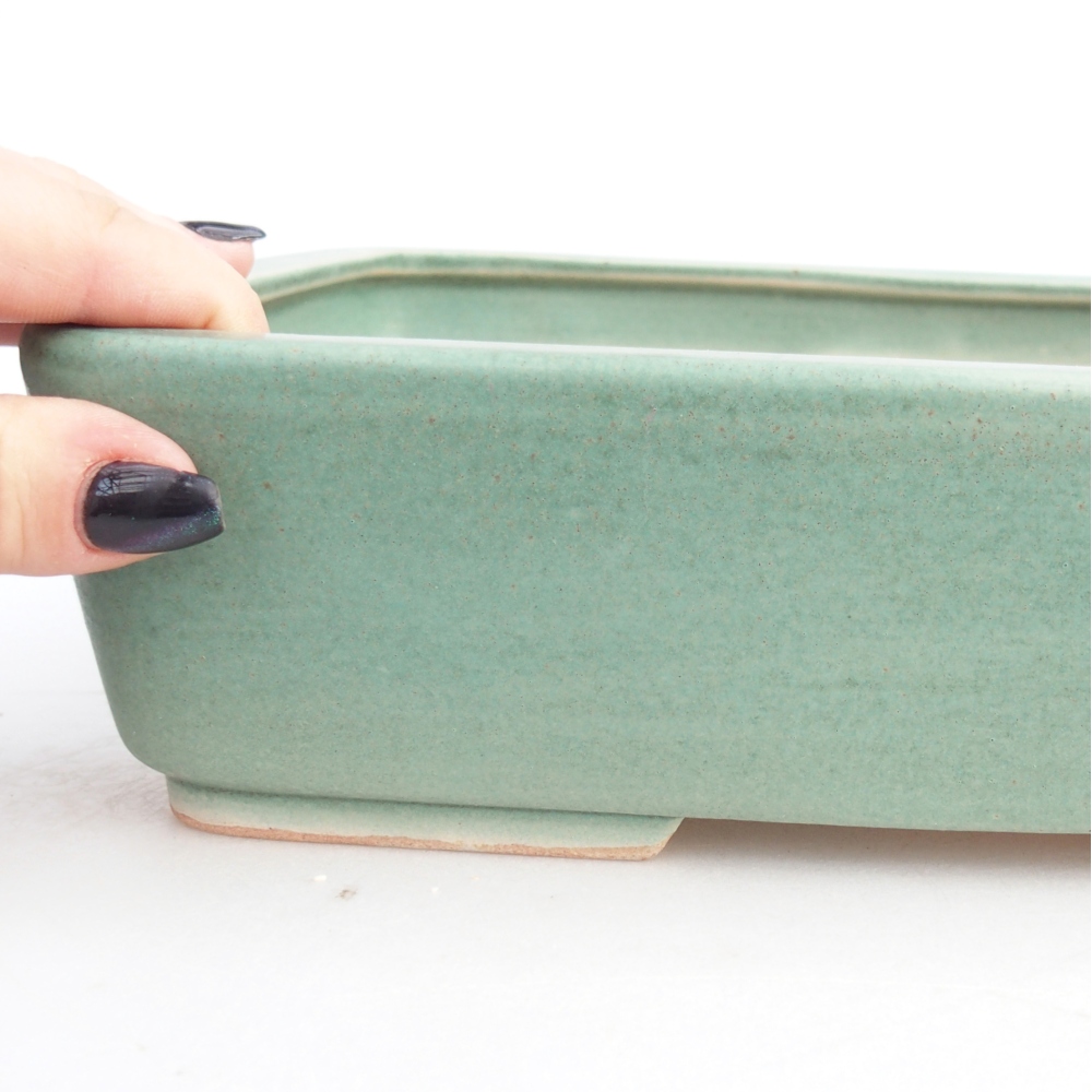 Ceramic bonsai bowl 26,5 x 20,5 x 7 cm, green