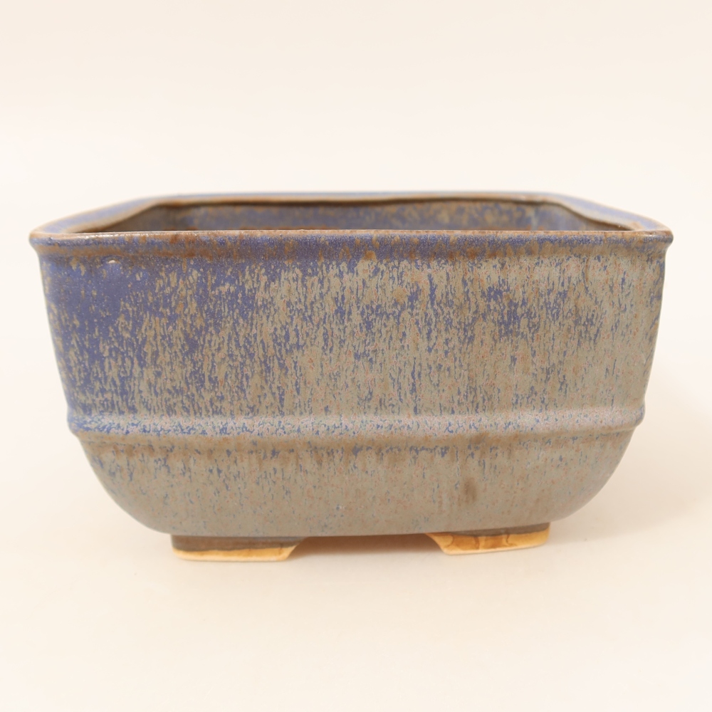 Ceramic bonsai pot, 16.5 x 16.5 x 9.5 cm, blue