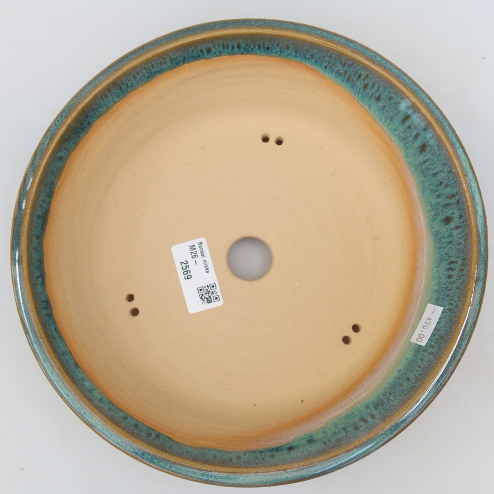 Ceramic bonsai pot, 23.5 x 23.5 x 6 cm, blue