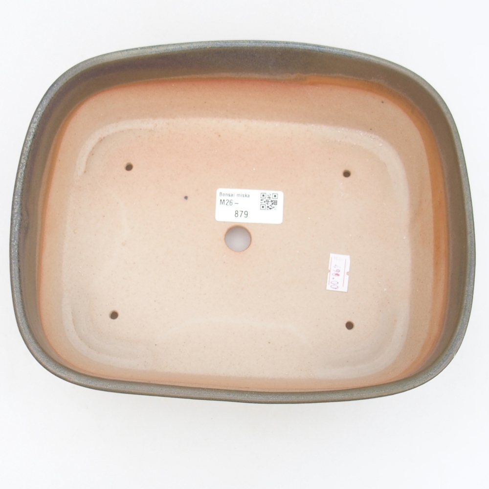 Ceramic bonsai bowl 23,5 x 19 x 7,5 cm, colour brown-green