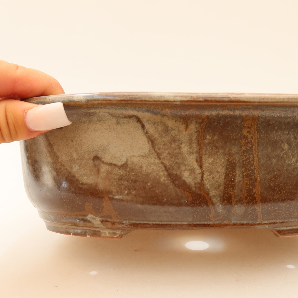 Ceramic bonsai bowl 23 x 19 x 7 cm, brown