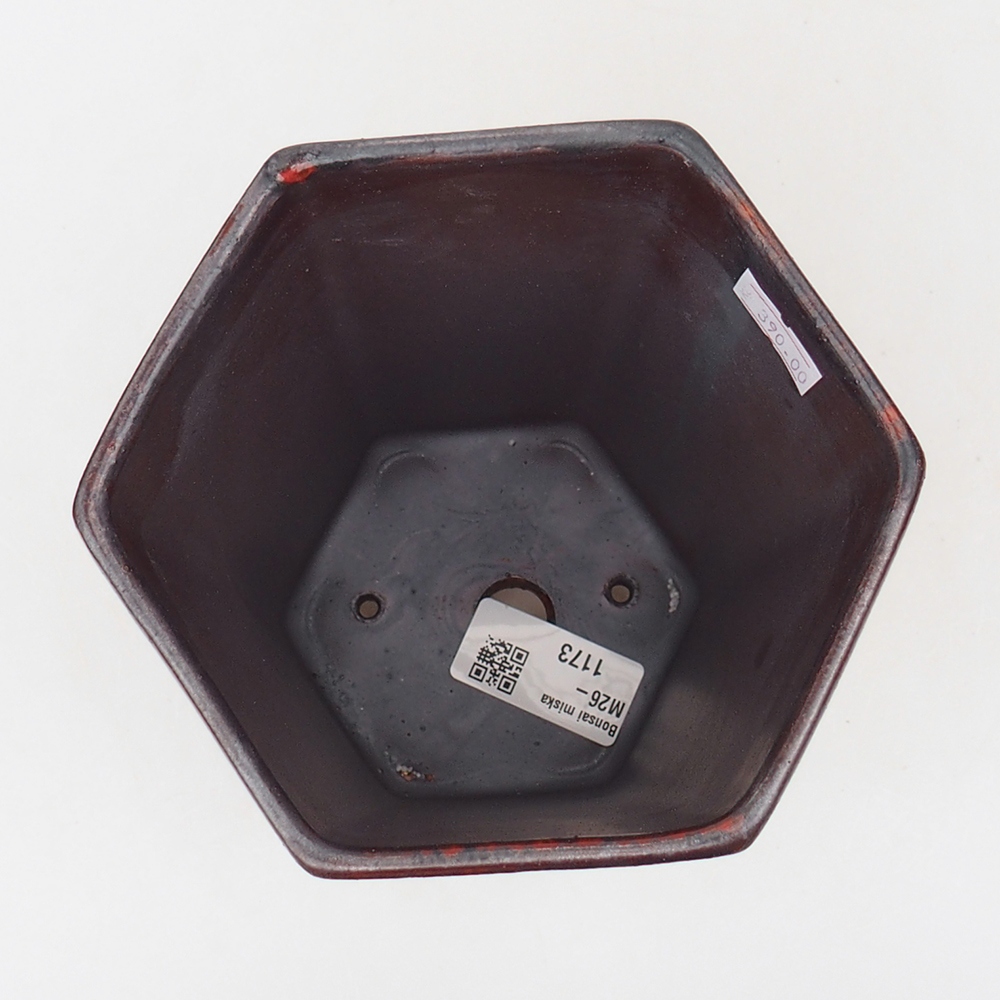 Ceramic bonsai bowl 13 x 11,5 x 17 cm, colour red