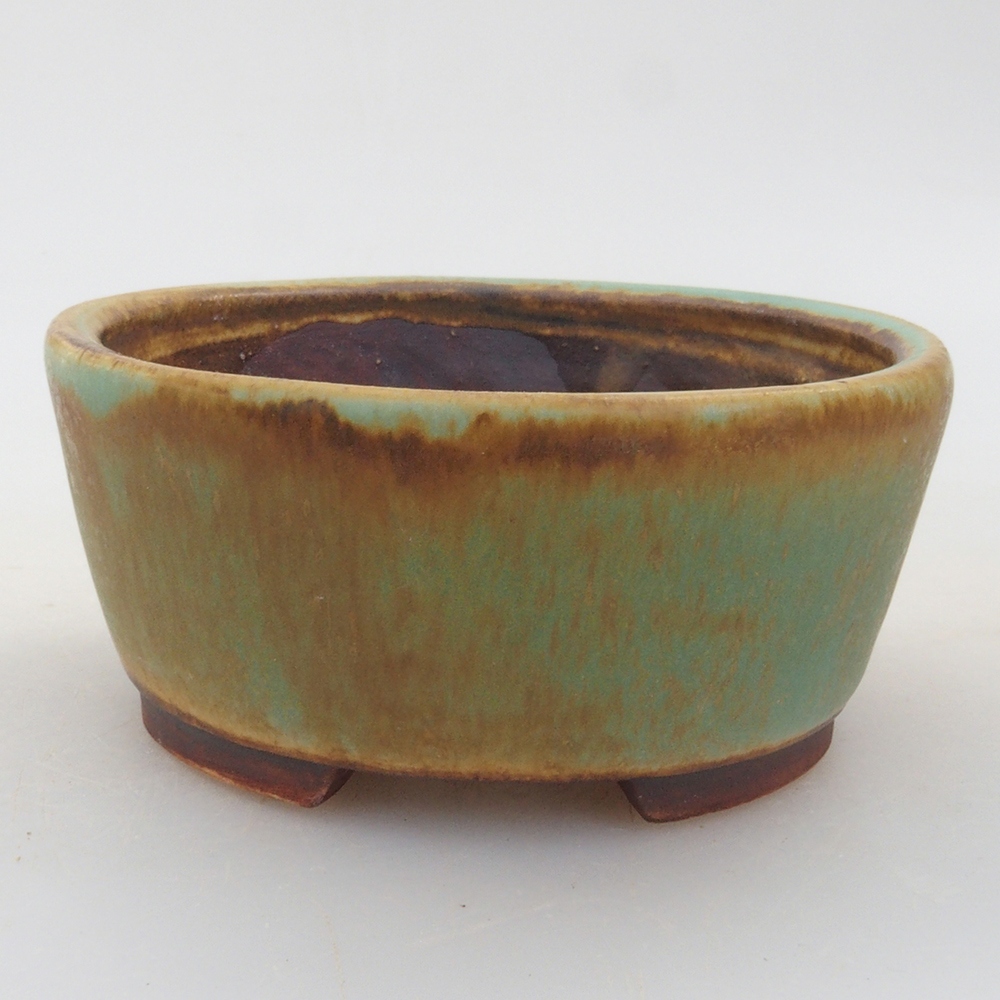 Ceramic bonsai bowl 10,5 x 9 x 4 cm, color green