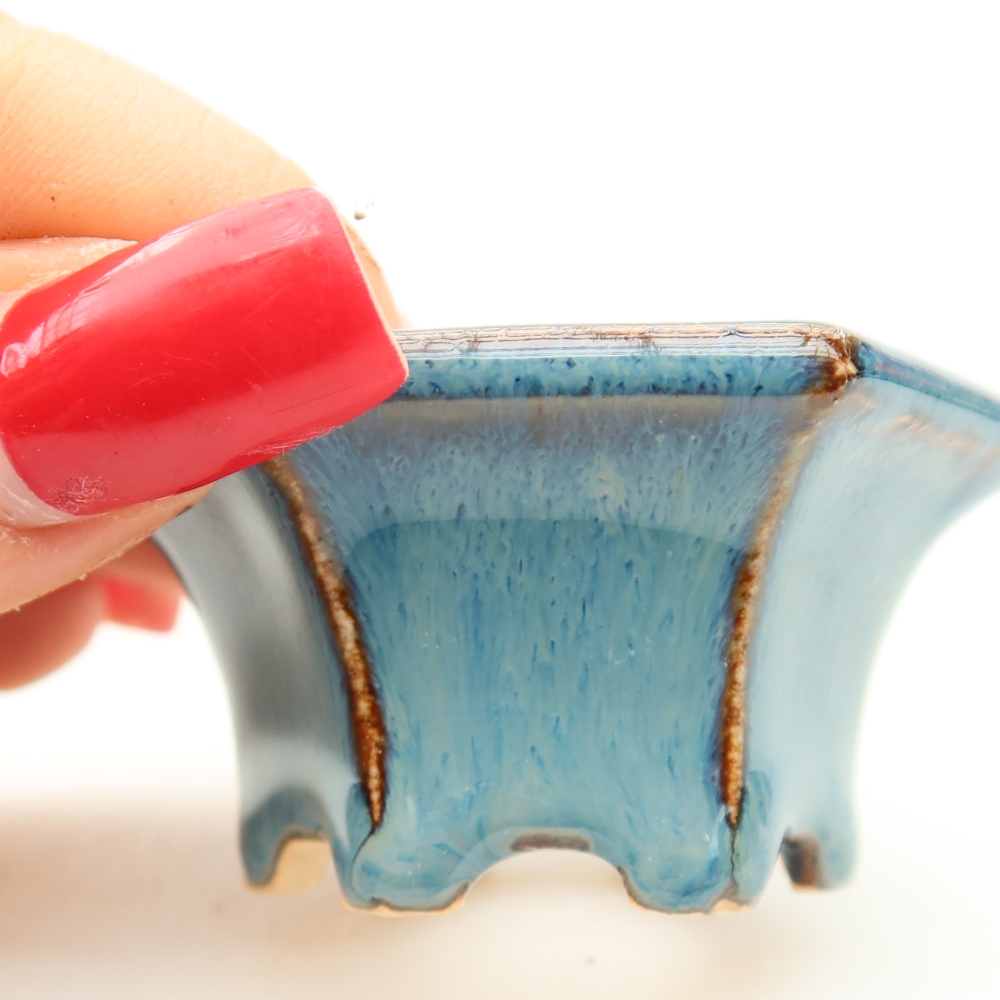 Ceramic bonsai pot, 5.5 x 5 x 3 cm, blue