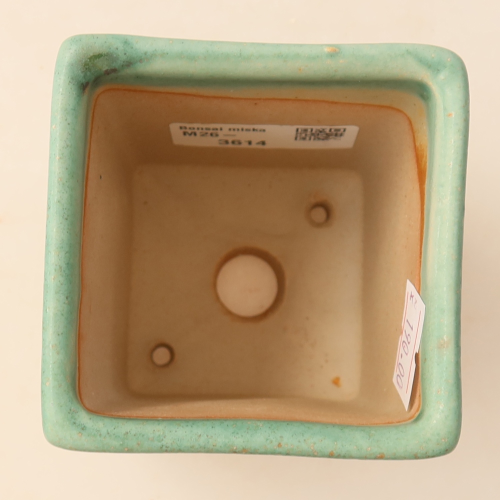 Ceramic bonsai pot, 7.5 x 7.5 x 10 cm, green