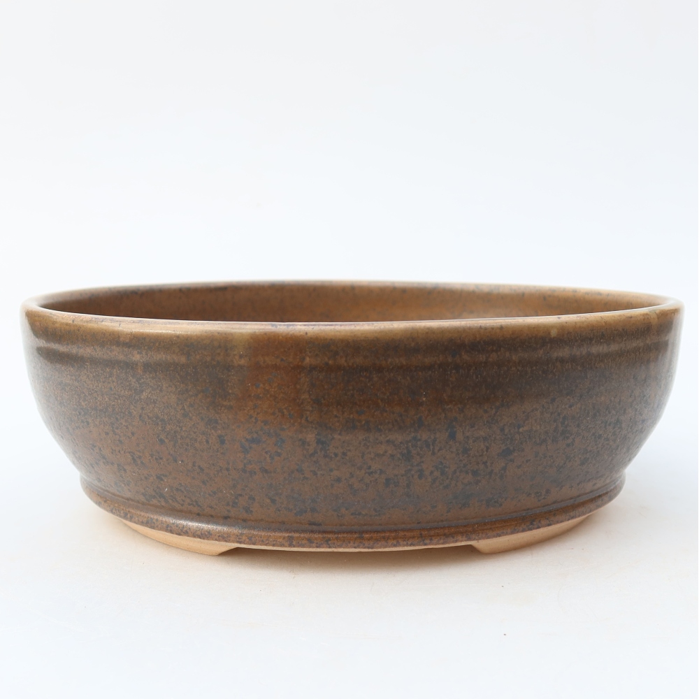 Ceramic Bonsai Pot, 19.5 x 19.5 x 6.5 cm, Brown