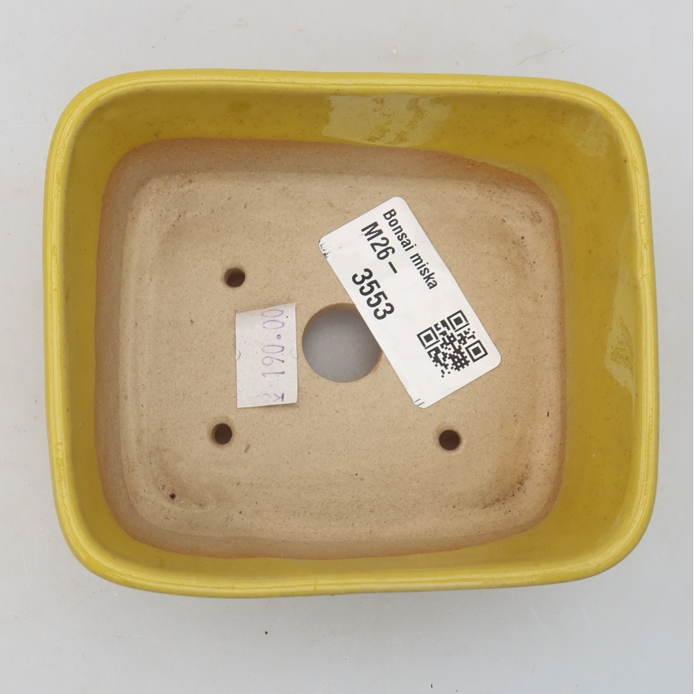 Ceramic bonsai pot, 10.5 x 8.5 x 4 cm, yellow