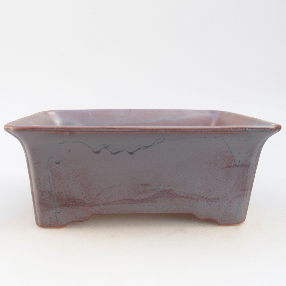 Ceramic bonsai bowl 18 x 14 x 7 cm, metal colour