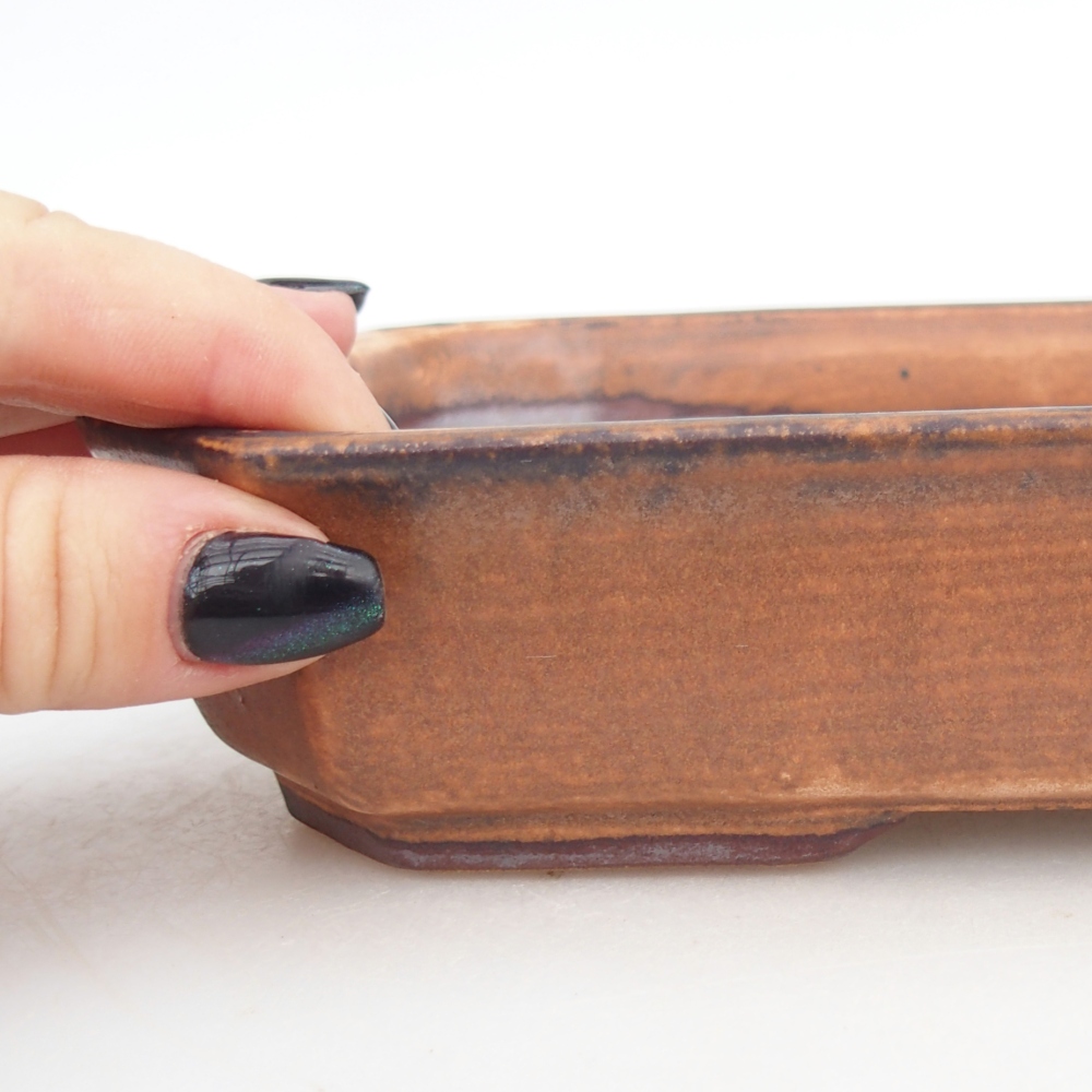 Ceramic bonsai bowl 18,5 x 13,5 x 4,5 cm, brown