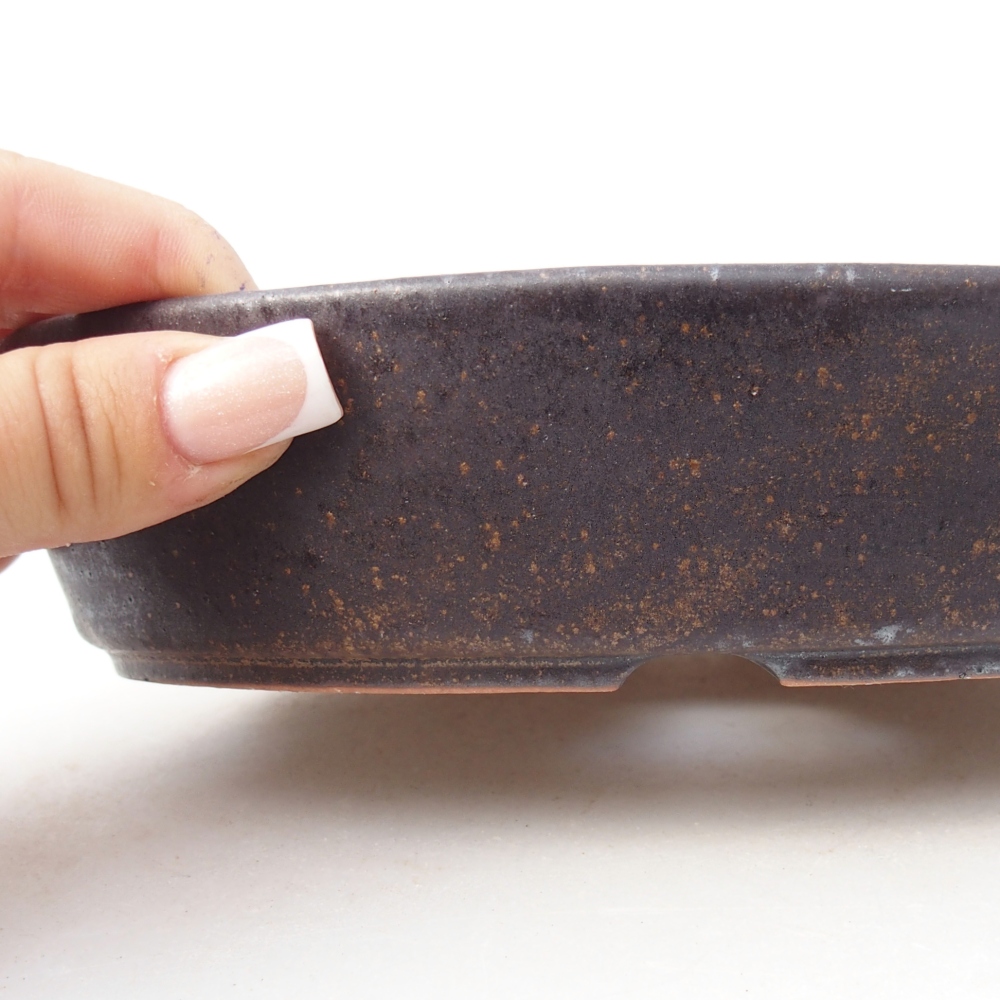 Ceramic bonsai bowl 18,5 x 13,5 x 4,5 cm, brown