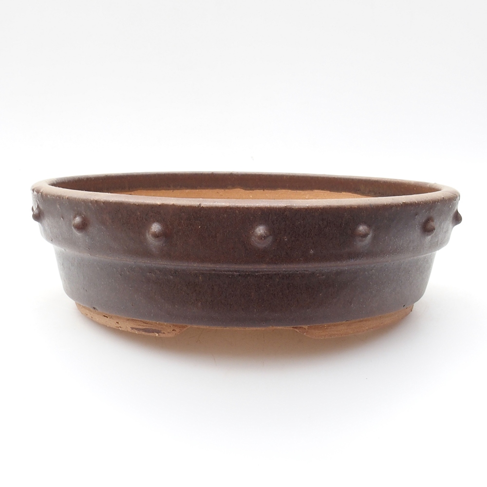 Ceramic bonsai bowl 20,5 x 20,5 x 5,5 cm, brown color