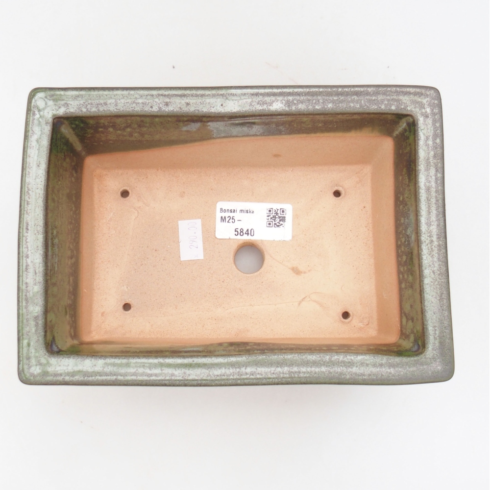 Ceramic bonsai bowl 19 x 13,5 x 7,5 cm, color green