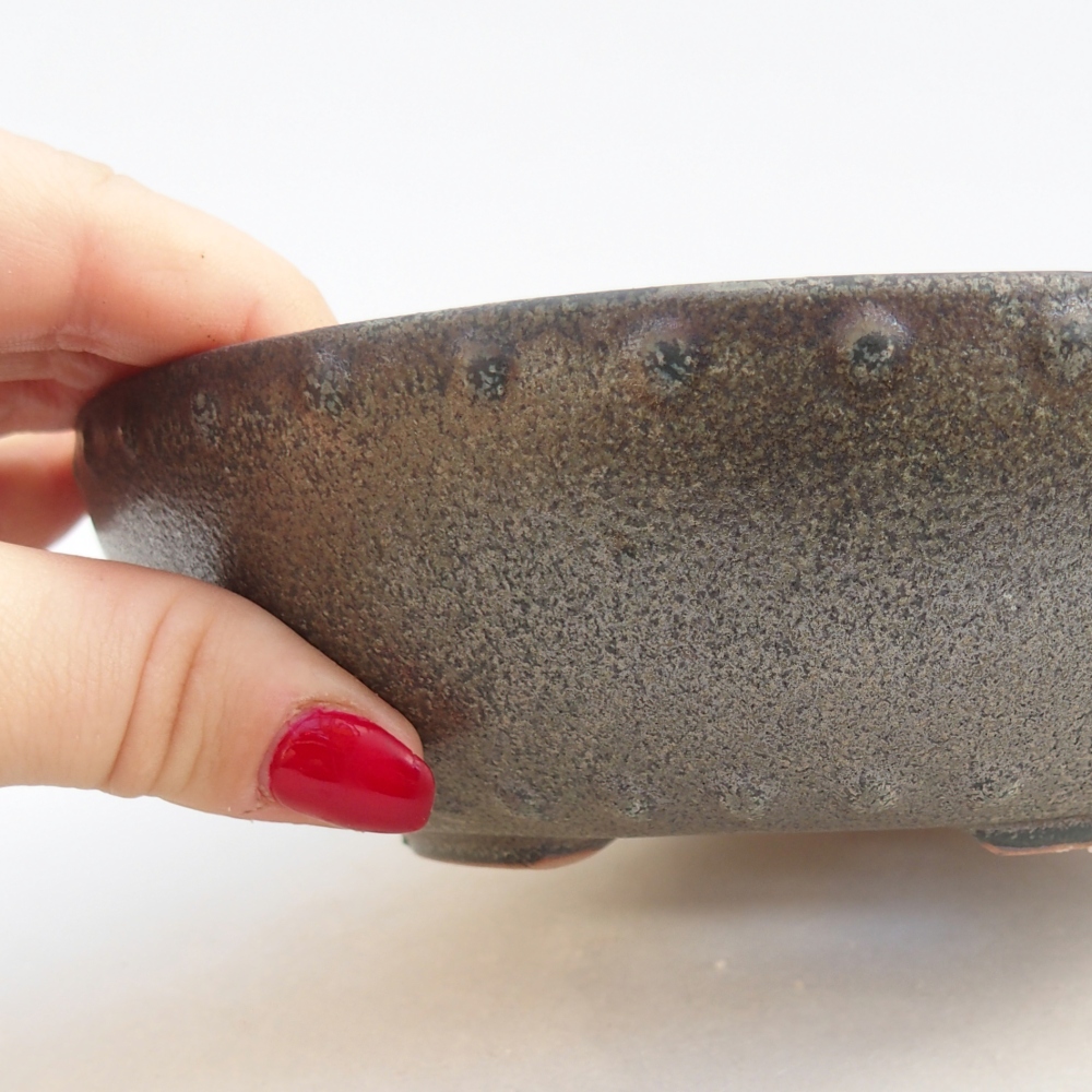 Ceramic bonsai bowl 17,5 x 17,5 x 5 cm, grey
