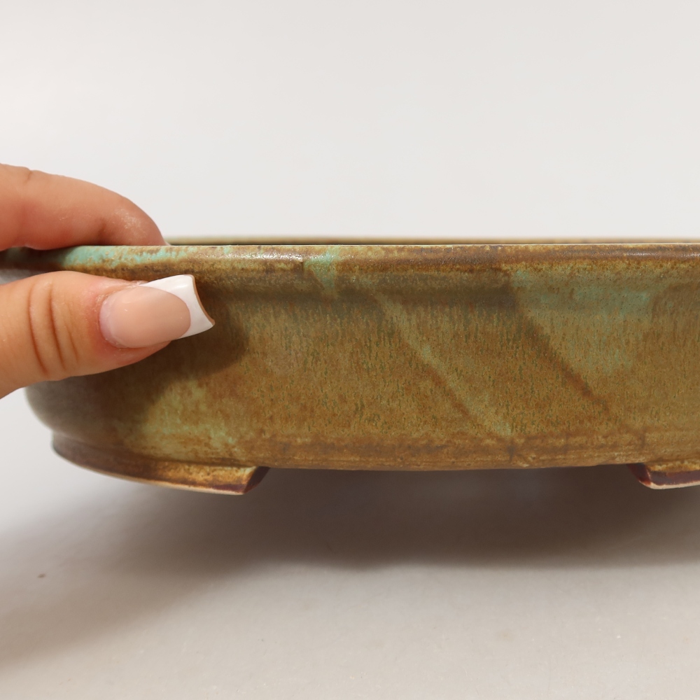 Ceramic bonsai bowl 24 x 21 x 5 cm, green
