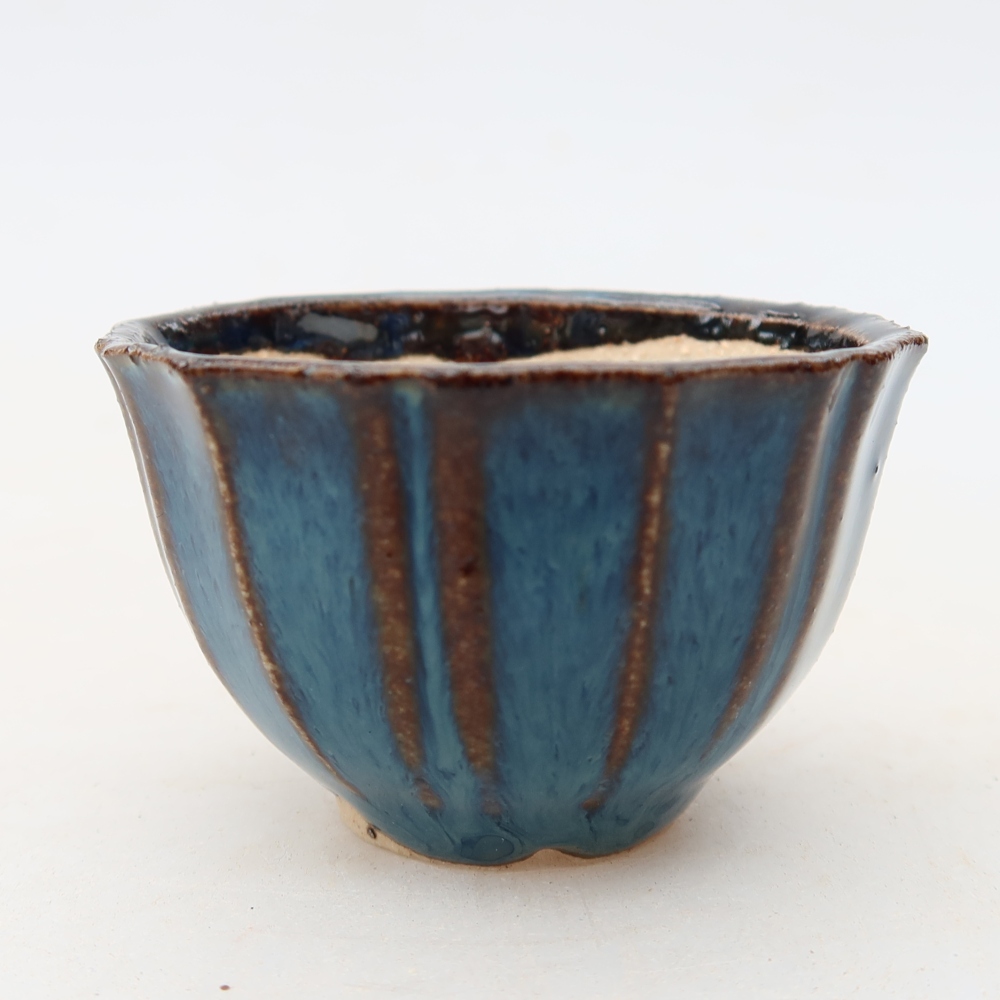 Ceramic bonsai pot, 5.5 x 5.5 x 3.5 cm, blue